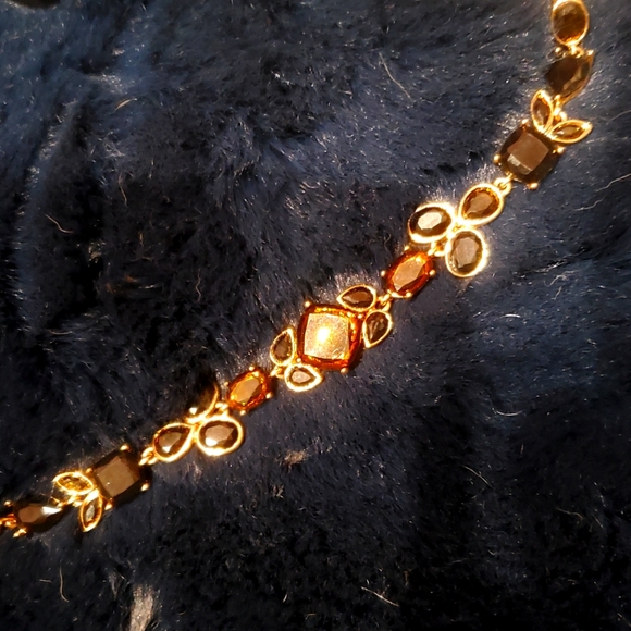 VINTAGE Gold Tone and Brown Stone Chunky Costume Jewelry - Picture 2 of 6